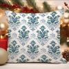 WoGuangis Throw Pillow Covers Green Blue Lotus Flower Throw Pillow Cover Japanese Chinoiserie Pillow Covers Botanical Floral Blue Lotus Pillowcases for Home Sofa 24x24in to Family view 4