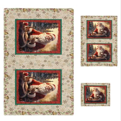 Christmas Santa Bathroom Towel Set,Microfiber Bath Kitchen Beach Hand Dish Towels Set,Quick Dry Luxury Soft Decorative Towels+Set Clearance Bulk Accessories Decor Vintage Winter Berry Pine Leaves