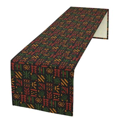 African Table Runner Juneteenth Black History Month Red Yellow Green Decoration for Home Party Kitchen Dining Table 13x70 inch