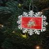 2023 Snowflake Ornament Christmas Tree Hanging Ornament Merry Christmas Rectangle Ornaments Xmas Keepsake Gift for Tree Party Home Holiday Hanging Decoration Robin Botanical Leaves Red Texture view 3