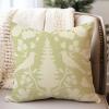 WoGuangis Traditional Chinoiserie Cushion Cover Sage Green and Ivory Bird Flower Decorative Pillow Covers Chinoiserie Botanicals and Bird Sofa Pillow Cover with Zipper for Living Room 24x24in view 2