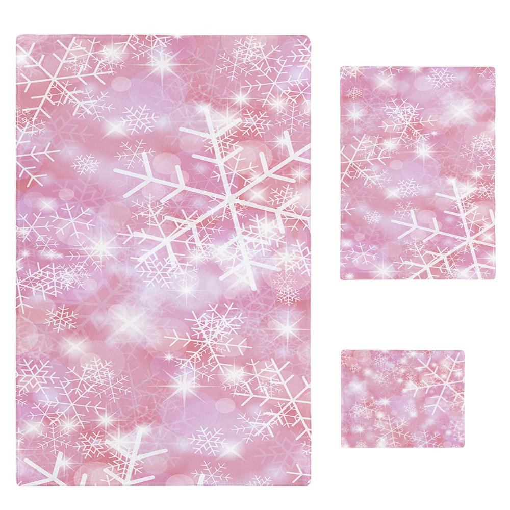 Christmas Snowflake Bathroom Towel Set,Microfiber Bath Kitchen Beach Hand Dish Towels Set,Quick Dry Luxury Soft Decorative Towels+Set Clearance Bulk Accessories Decor Gradient Marble Blush Pink