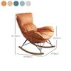 LITFAD Modern Rocking Chair Faux Leather Leisure Glider Chair Upholstered Rocking Seat Comfy Rest Reading Chair Water Resistant Nursery Chair for Living Room, Bedroom, Nursery-Green, with Ottoman view 3