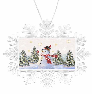 2023 Snowflake Ornament Christmas Tree Hanging Ornament Christmas Snowman Rectangle Ornaments Xmas Keepsake Gift for Tree Party Home Holiday Hanging Decoration Winter Golden White Snowflakes Burlap