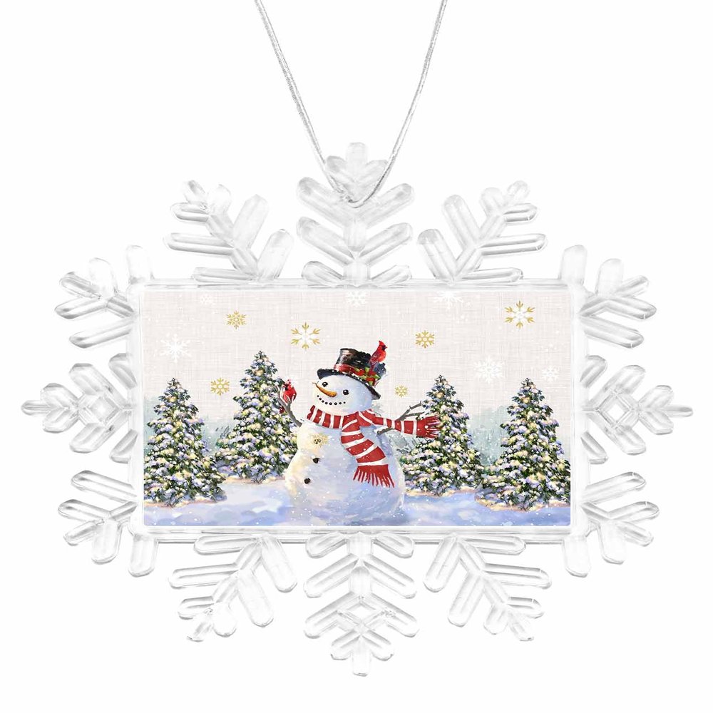 2023 Snowflake Ornament Christmas Tree Hanging Ornament Christmas Snowman Rectangle Ornaments Xmas Keepsake Gift for Tree Party Home Holiday Hanging Decoration Winter Golden White Snowflakes Burlap