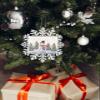 2023 Snowflake Ornament Christmas Tree Hanging Ornament Christmas Snowman Rectangle Ornaments Xmas Keepsake Gift for Tree Party Home Holiday Hanging Decoration Winter Golden White Snowflakes Burlap view 4