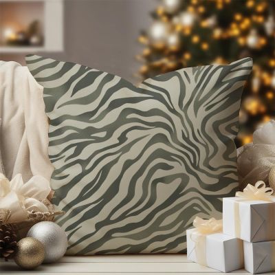 WoGuangis Tiger Stripes Cream Muted Beige Throw Pillow Cover Animal Print Tiger Spots Throw Pillow Chinoiserie Chic White Linen Throw Pillow Case for Office Car Chair Sofa 24x24in