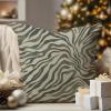 WoGuangis Tiger Stripes Cream Muted Beige Throw Pillow Cover Animal Print Tiger Spots Throw Pillow Chinoiserie Chic White Linen Throw Pillow Case for Office Car Chair Sofa 24x24in view 1