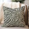 WoGuangis Tiger Stripes Cream Muted Beige Throw Pillow Cover Animal Print Tiger Spots Throw Pillow Chinoiserie Chic White Linen Throw Pillow Case for Office Car Chair Sofa 24x24in view 2