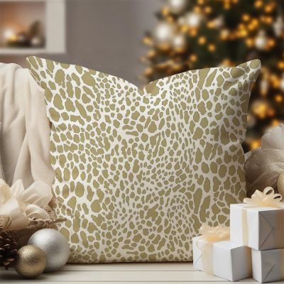 WoGuangis Linen Color Cheetah Animal Print Leopard Throw Pillows Leopard Print Animal Spots Pillow Cover Case Chinoiserie Asian Pillows Farmhouse Linen Throw Pillow Covers for Chair 24x24in