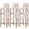 Anzona Red Grey Christmas Tree Bar Stool Cover Set of 6, Xmas Tree Winter Snowflake Stretch Bar Chair Cover, Removable Washable Pub Counter Stool Chair Slipcover for Kitchen Dining Room Pub Cafe view 1