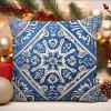 WoGuangis White and Blue Flower Damask Cushion Covers Damask Style Blue Floral Pillow Cover Chinoiserie White Linen Pillow Cases for Living Room Bedroom 24x24in to Family view 4