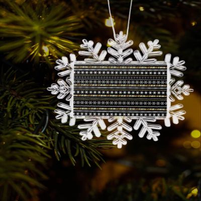 2023 Snowflake Ornament Christmas Tree Hanging Ornament Christmas Rectangle Ornaments Xmas Keepsake Gift for Tree Home Holiday Hanging Decoration Winter Snowflake Golden White Abstract Geometry
