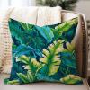 WoGuangis Teal Blue Aqua Tropical Leaf Cushion Cover Turquoise Lime Green Palm Leaves Pillow Cover Chinoiserie White Linen Pillow Cover Case for Sofa Couch Car Chair 24x24in view 2