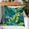 WoGuangis Teal Blue Aqua Tropical Leaf Cushion Cover Turquoise Lime Green Palm Leaves Pillow Cover Chinoiserie White Linen Pillow Cover Case for Sofa Couch Car Chair 24x24in view 3
