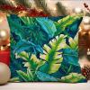 WoGuangis Teal Blue Aqua Tropical Leaf Cushion Cover Turquoise Lime Green Palm Leaves Pillow Cover Chinoiserie White Linen Pillow Cover Case for Sofa Couch Car Chair 24x24in view 4
