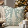 WoGuangis Asian Scenic Chinoiserie Throw Pillow Cover Aquamarine Green Bird Flower Decorative Pillow Covers Chinoiserie Botanicals and Bird Throw Pillows with Zipper for Chair Sofa 24x24in view 1