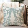WoGuangis Asian Scenic Chinoiserie Throw Pillow Cover Aquamarine Green Bird Flower Decorative Pillow Covers Chinoiserie Botanicals and Bird Throw Pillows with Zipper for Chair Sofa 24x24in view 2