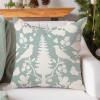WoGuangis Asian Scenic Chinoiserie Throw Pillow Cover Aquamarine Green Bird Flower Decorative Pillow Covers Chinoiserie Botanicals and Bird Throw Pillows with Zipper for Chair Sofa 24x24in view 3