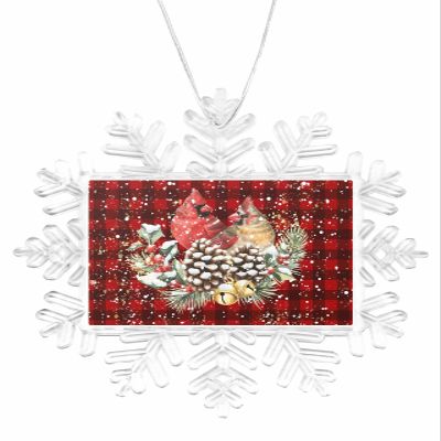 2023 Snowflake Ornament Christmas Tree Hanging Ornament Botanical Flower Rectangle Ornaments Xmas Keepsake Gift for Tree Party Home Holiday Hanging Decoration Christmas Robins Bells Red Plaid
