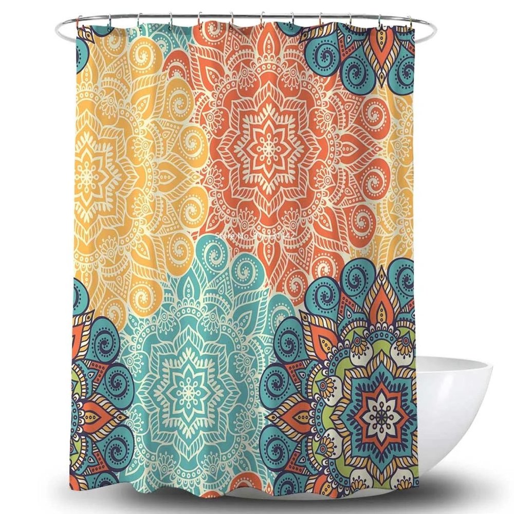 HYFBH Bohemian Style Home Decor Shower Curtain 3D Digital Print Bathroom Decor with 12 Hook Waterproof Shower Curtain Bathtub Decor 54x60in-138x153cm/WxH Shower curain Bathroom