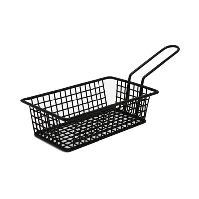 CanEve Chip Basket Mini Rectangular Fried Basket with Handle Creative Black French Fries Basket Multi-Purpose Stainless Steel Snack Display Basket Kitchen Cooking Tools Basket