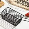CanEve Chip Basket Mini Rectangular Fried Basket with Handle Creative Black French Fries Basket Multi-Purpose Stainless Steel Snack Display Basket Kitchen Cooking Tools Basket view 4