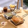 CanEve Chip Basket Black Square Fried Basket with Handle Creative Stainless Steel French Fries Basket Mini Snack Basket for French Fries, Chicken Nuggets Kitchen Cooking Tools Basket view 4