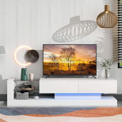 BAMACAR White TV Stand For 80 75+ 75 70 Inch TV, White TV Console For 75+ Inch TV, Entertainment Center For 75 75+ 80 Inch TV Stands For Living Room 75 75+ 80 Inch, LED TV Stand 80 75 70 Inch TV Table