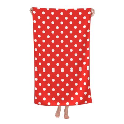 ADTEMP Red and White Polka Dot Lightweight Quick Dry Super Absorbent Microfiber Absorbent Shower Towel 32x52inch Bath Towel