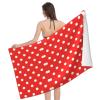ADTEMP Red and White Polka Dot Lightweight Quick Dry Super Absorbent Microfiber Absorbent Shower Towel 32x52inch Bath Towel view 3