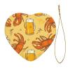 Beer and Crawfish Pattern Christmas Tree Ceramic Hanging Ornaments with Gold String Two-Side Printed Heart Ceramic Ornaments Keepsake Decoration for Christmas Holiday Wedding Party Supplies view 3