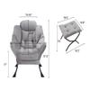 Modern Lazy Chair with Ottoman, Accent Contemporary Lounge Chair with Armrests and a Side Pocket, Leisure Upholstered Sofa Chair Reading Chair with Footrest for Small Space, Corner Chair (Blue) view 2