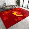 Area Rugs 8x10ft, Red and Yellow Double Fish Living Room Rug, Red Chinese Plum Blossom Indoor Decor Carpet, Non-Slip Easy to Clean for Kids Boys Girls Game Room Tea Table Sofa view 1