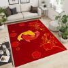 Area Rugs 8x10ft, Red and Yellow Double Fish Living Room Rug, Red Chinese Plum Blossom Indoor Decor Carpet, Non-Slip Easy to Clean for Kids Boys Girls Game Room Tea Table Sofa view 4