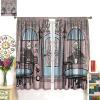 Coffee House Kitchen Curtains,Coffee Shop Rustic Street Drink Window Treatments for Bedroom Living Room Caf Modern Cute Window Drapes 2 Panels Set,Total Size 63 x 63 Inch view 3