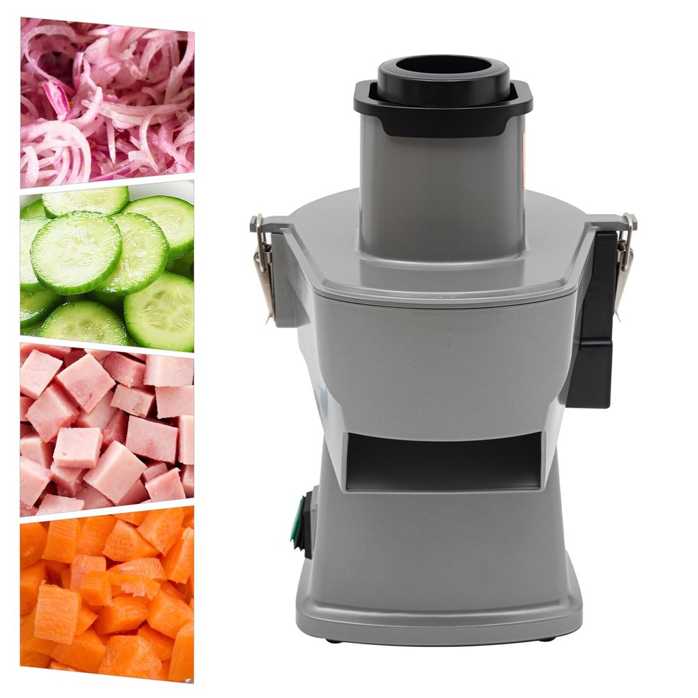 200W Commercial Vegetable Dicer Chopper, Multifunctional Food Processor, Electric Potato Cutter Semi-Automatic Onion Slicer and Dicer with 5 Blades,140rpm