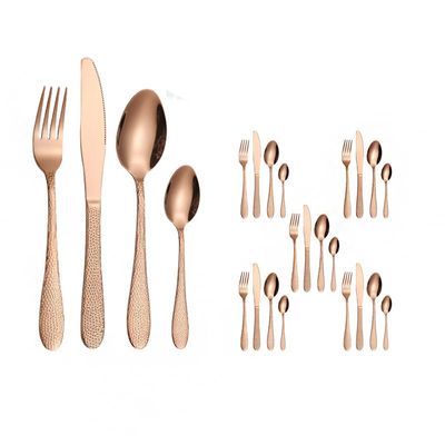 24-Piece Stainless Steel Snake Pattern Gold Tableware Set,Elegant Western-Style Dining Utensils with Knife, Fork,and Spoon,Multiple Color Options (Rose gold)