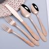 24-Piece Stainless Steel Snake Pattern Gold Tableware Set,Elegant Western-Style Dining Utensils with Knife, Fork,and Spoon,Multiple Color Options (Rose gold) view 2