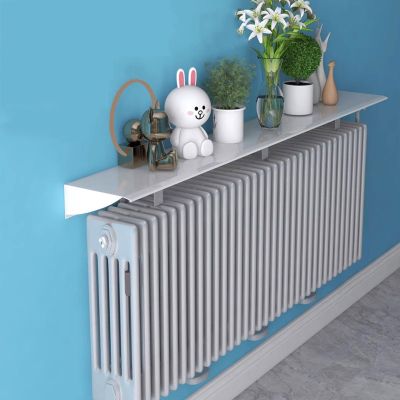 AHDFY Radiator Shelf,Easy Fit Radiator Shelf White,Modern 50-170cm Radiator Heater Cover,No Drilling Required,Storage Shelf Vertical Slats,for Home Office Living Room,110cm