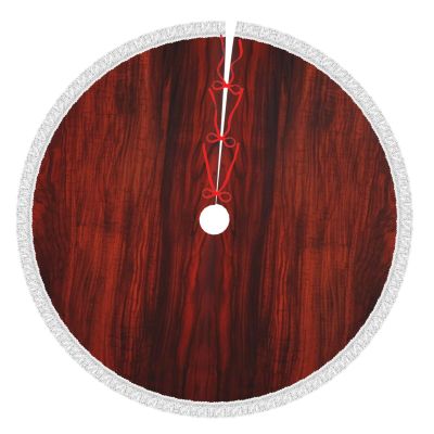Red Wood Christmas Tree Skirt with Tassel 36" Christmas Tree Decorations for Indoor Outdoor Xmas Ornament Tree Mat Christmas Decor Tree Skirts for Holiday Party