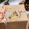 2024 Christmas Ornament Xmas Tree Hanging Accessories,Thanksgiving Farm Orange Check Linen Texture Christmas Tree Round Ceramic Ornaments for Holiday Party Home Decor,Fall Truck with Pumpkins view 3