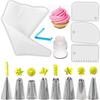 Cake Piping Tips 14pcs Reusable Piping Nozzle Pastry Bag Scraper Flower Cream Tips Converter Stainless Steel Nozzles Set view 1