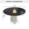 59'' Round Marble Dining Table for 6,Modern Black Sintered Stone Top Kitchen Table with Solid Wood Panel PedestalFaux Marble Circle Dining Table for Dining Room,Wrapped in PU Leather(Only Table) view 2