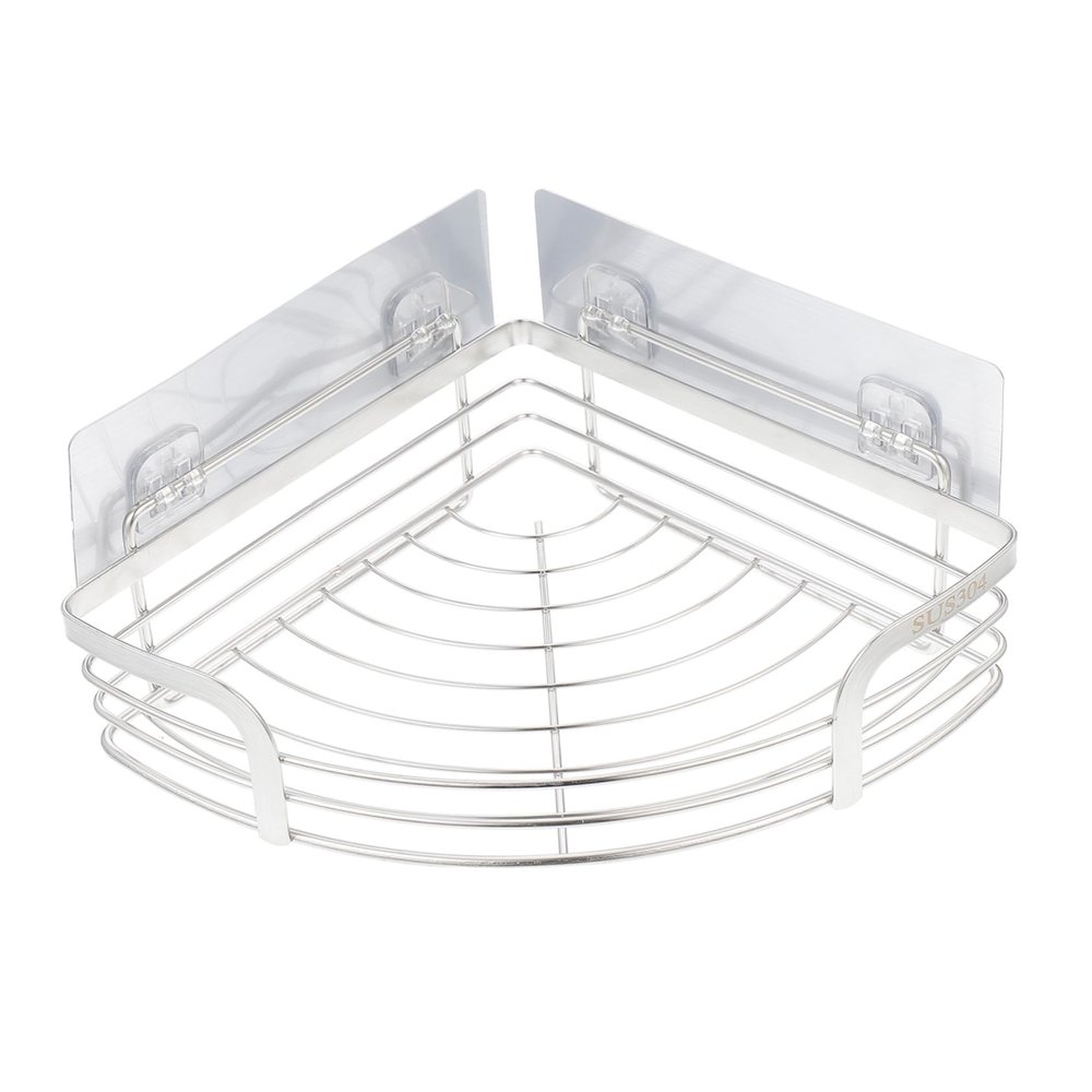 Alipis Corner Shower Stainless Steel Wall Mounted Shelf Bathroom Organizer for Shampoo and Soap Compact Design for Bathroom and Kitchen Storage No Drilling Required