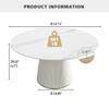 53'' Round Marble Dining Table for 4, Modern White Sintered Stone Top Kitchen Table for Dining Room,Faux Marble Circle Dining Table with Solid Wood Panel Pedestal,Wrapped in PU Leather(Only Table) view 2
