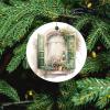 2023 Christmas Ornament, Romantic Window and Pink Flower Spring Painting Xmas Decoration Pendant Hanging On Christmas Tree, 3 Inch Funny Ceramic Keepsake 2 PCS view 4