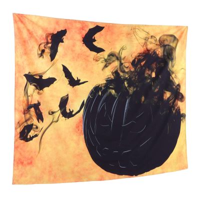 JEOZBM Halloween Tapestry, Wall Hanging Smog Pumpkin Tapestries, Spooky Background Wall Hanging Blanket for Bedroom Party Dorm Decor(230cm-Orange)