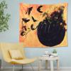 JEOZBM Halloween Tapestry, Wall Hanging Smog Pumpkin Tapestries, Spooky Background Wall Hanging Blanket for Bedroom Party Dorm Decor(230cm-Orange) view 3