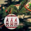 2024 Christmas Ornament Xmas Tree Hanging Accessories,Valentine's Day I Love U Quotes Christmas Tree Round Ceramic Ornaments for Holiday Party Home Decor,Gnomes with Hearts and Romantic Rose Vine view 2